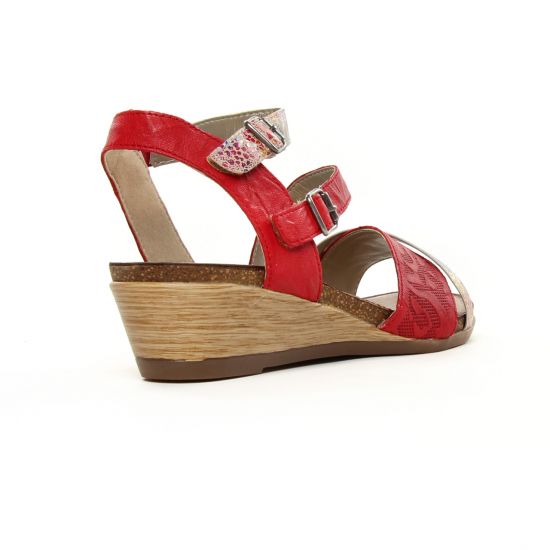 nu-pieds compensés rouge multi mode femme printemps été - Photo Produit 7
