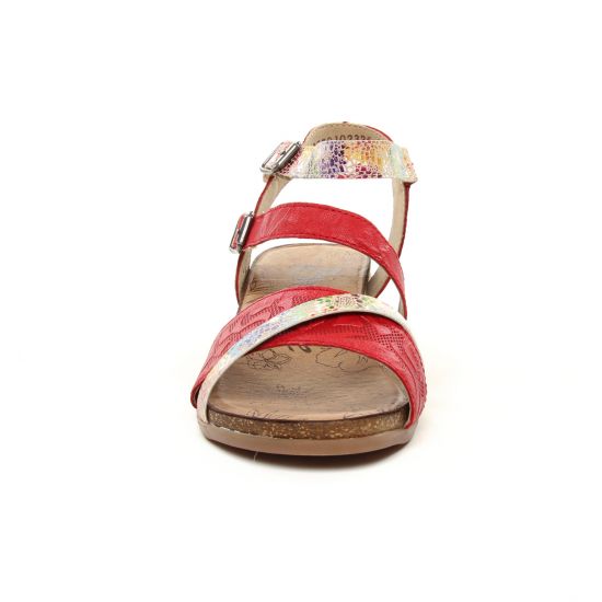 nu-pieds compensés rouge multi mode femme printemps été - Photo Produit 6