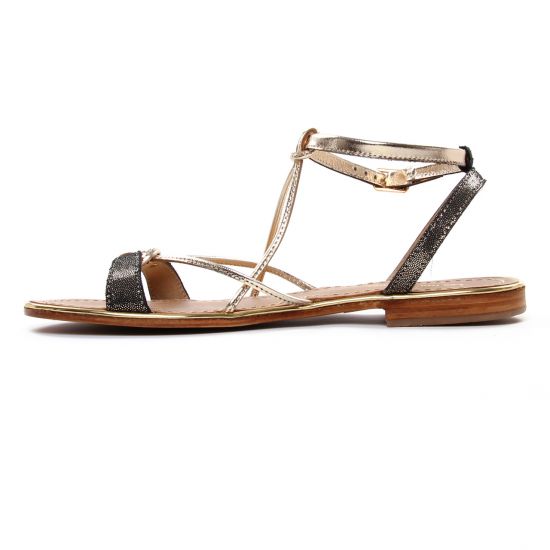 sandales doré noir mode femme printemps été - Photo Produit 3