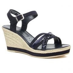 Marco Tozzi 28360 Navy Comb : chaussures dans la même tendance femme (nu-pieds-talons-compenses bleu marine) et disponibles à la vente en ligne 