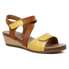 Chaussures femme été 2020 - sandales compensées Remonte marron jaune