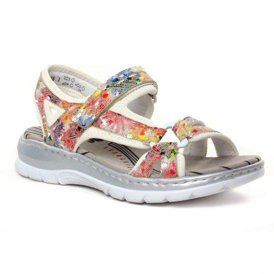 Nu Pieds Et Sandales Rieker 66979-92 Ginger Multi, vue principale de la chaussure femme