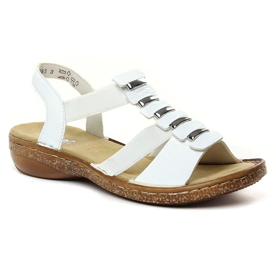 Nu Pieds Et Sandales Rieker 62850-80 Blanc, vue principale de la chaussure femme