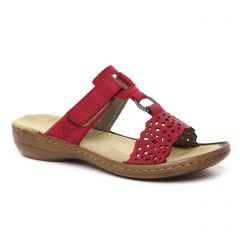 mules rouge: même style de chaussures en ligne pour femmes que les Rieker