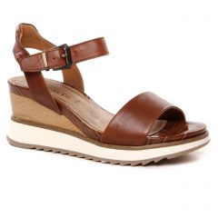 Tamaris 28015 Cognac : chaussures dans la même tendance femme (nu-pieds-talons-compenses marron) et disponibles à la vente en ligne 