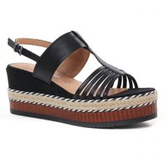 Chaussures femme été 2021 - nu-pieds compensés marco tozzi noir