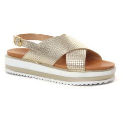 sandales-compensees beige doré: même style de chaussures en ligne pour femmes que les Émilie Karston