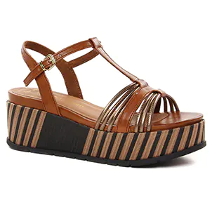 nu-pieds-talons-compenses marron même style de chaussures en ligne pour femmes que les  Tamaris