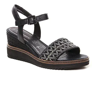 nu-pieds-talons-compenses noir même style de chaussures en ligne pour femmes que les  Marco Tozzi