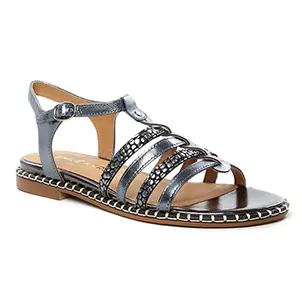 sandales-plates gris acier: même style de chaussures en ligne pour femmes que les Rieker