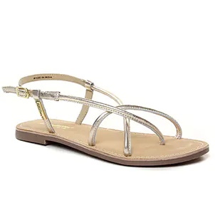sandales-plates gris doré: même style de chaussures en ligne pour femmes que les Émilie Karston