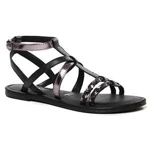 sandales-plates noir bronze même style de chaussures en ligne pour femmes que les  Émilie Karston