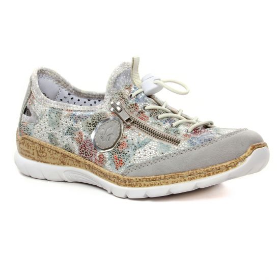 Tennis Et Baskets Mode Rieker N42V1-80 Cement Weiss, vue principale de la chaussure femme
