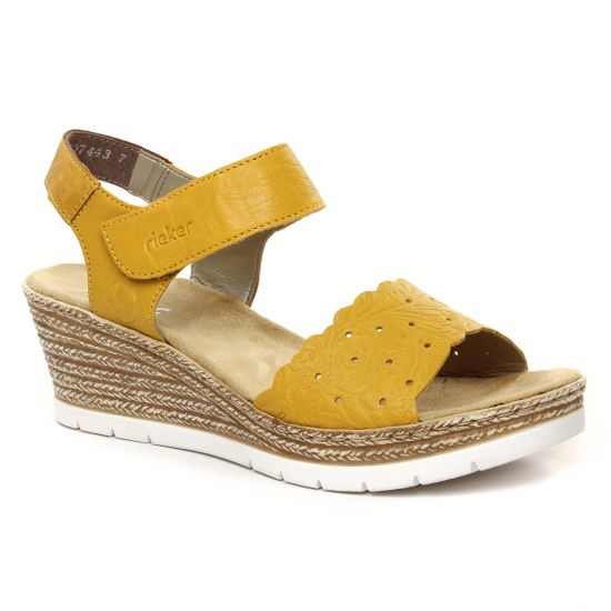 Nu Pieds Et Sandales Rieker 619F0-68 Yellow, vue principale de la chaussure femme