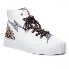 baskets-mode blanc léopard: même style de chaussures en ligne pour femmes que les Bensimon
