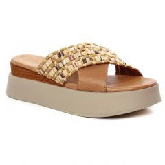mules_compensees marron doré: même style de chaussures en ligne pour femmes que les Fantasy Sandals