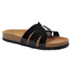 mules noir vernis: même style de chaussures en ligne pour femmes que les Tamaris