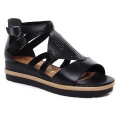 nu-pieds-talons-compenses noir: même style de chaussures en ligne pour femmes que les Rieker