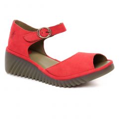 Chaussures femme été 2022 - nu-pieds compensés Fly London rouge