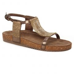 sandales beige doré: même style de chaussures en ligne pour femmes que les Rieker