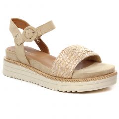 sandales-compensees beige doré: même style de chaussures en ligne pour femmes que les Tamaris