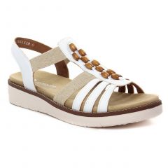 Chaussures femme été 2022 - sandales compensées Remonte blanc beige