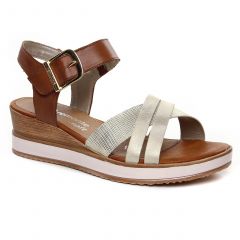 sandales-compensees marron doré: même style de chaussures en ligne pour femmes que les Remonte