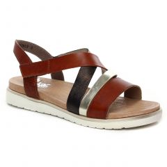 sandales-compensees marron doré: même style de chaussures en ligne pour femmes que les Tamaris