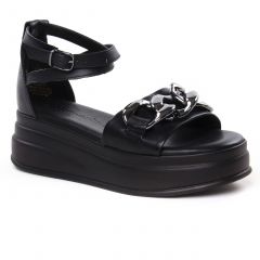 nu-pieds-talons-compenses noir: même style de chaussures en ligne pour femmes que les Marco Tozzi