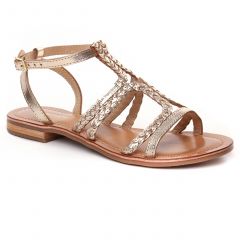 sandales-plates beige doré: même style de chaussures en ligne pour femmes que les Santafé
