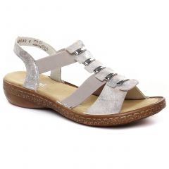sandales-plates gris argent: même style de chaussures en ligne pour femmes que les Rieker