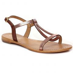 sandales-plates marron doré: même style de chaussures en ligne pour femmes que les Les Tropéziennes