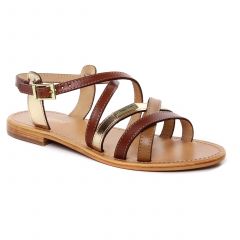 sandales-plates marron doré: même style de chaussures en ligne pour femmes que les Scarlatine