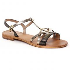 Les Tropéziennes Hironela Noir Irise : chaussures dans la même tendance femme (sandales-plates noir irisé) et disponibles à la vente en ligne 