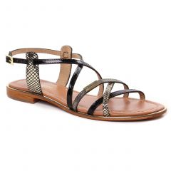 sandales-plates noir métal: même style de chaussures en ligne pour femmes que les Les Tropéziennes