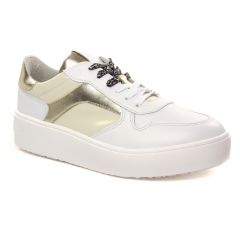 tennis-plateforme blanc doré: même style de chaussures en ligne pour femmes que les Vanessa Wu