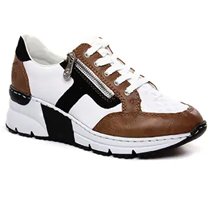 baskets-compensees blanc marron: même style de chaussures en ligne pour femmes que les Remonte