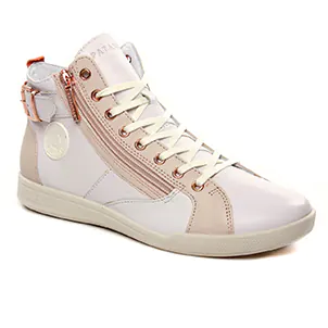 Pataugas Palme Blanc Corail : chaussures dans la même tendance femme (baskets-mode blanc corail) et disponibles à la vente en ligne 
