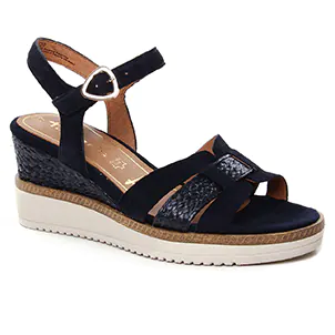 Tamaris 28243 Navy Suede : chaussures dans la même tendance femme (nu-pieds-talons-compenses bleu marine) et disponibles à la vente en ligne 