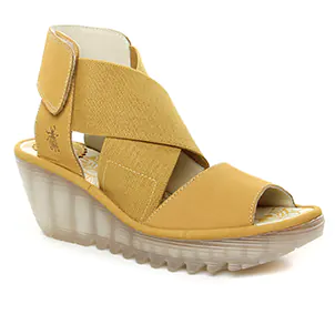 nu-pieds-talons-compenses jaune même style de chaussures en ligne pour femmes que les  Remonte