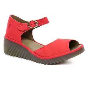 nu-pieds-talons-compenses rouge: même style de chaussures en ligne pour femmes que les Fly London