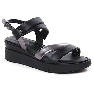 sandales-compensees noir argent même style de chaussures en ligne pour femmes que les  Rieker