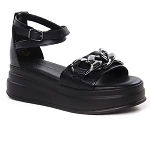 nu-pieds-talons-compenses noir même style de chaussures en ligne pour femmes que les  Rieker