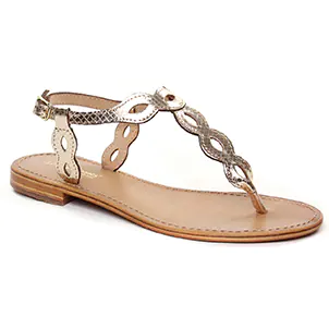sandales-plates beige doré même style de chaussures en ligne pour femmes que les  Rieker