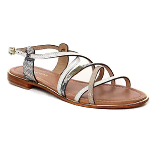 Les Tropéziennes Harry Blanc Multi : chaussures dans la même tendance femme (sandales-plates blanc marron) et disponibles à la vente en ligne 