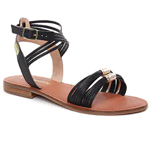 Les Tropéziennes Idumea Noir Or : chaussures dans la même tendance femme (sandales-plates noir) et disponibles à la vente en ligne 