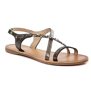 Les Tropéziennes Hanano Noir Metal Multi : chaussures dans la même tendance femme (sandales-plates noir métal) et disponibles à la vente en ligne 