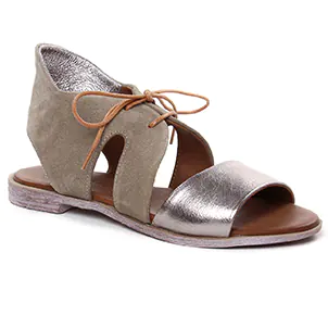 sandales-plates vert doré même style de chaussures en ligne pour femmes que les  Les Tropéziennes