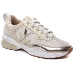 baskets-compensees beige doré: même style de chaussures en ligne pour femmes que les Rieker