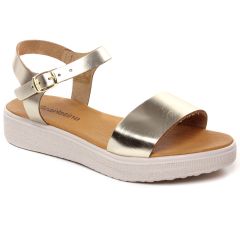 sandales-compensees beige doré: même style de chaussures en ligne pour femmes que les Tamaris